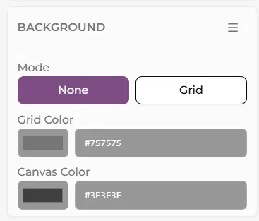 The background panel controls
