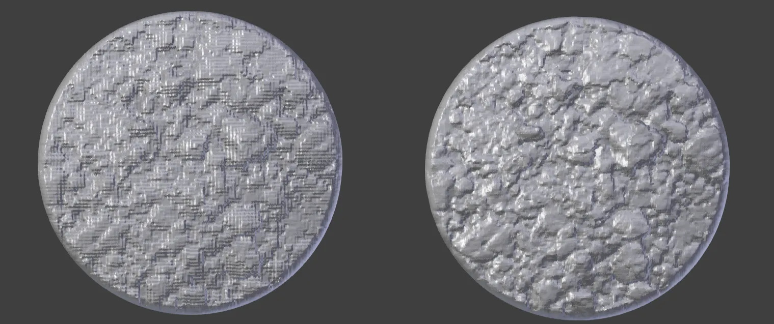 A comparison between Balanced and High displacement detail
