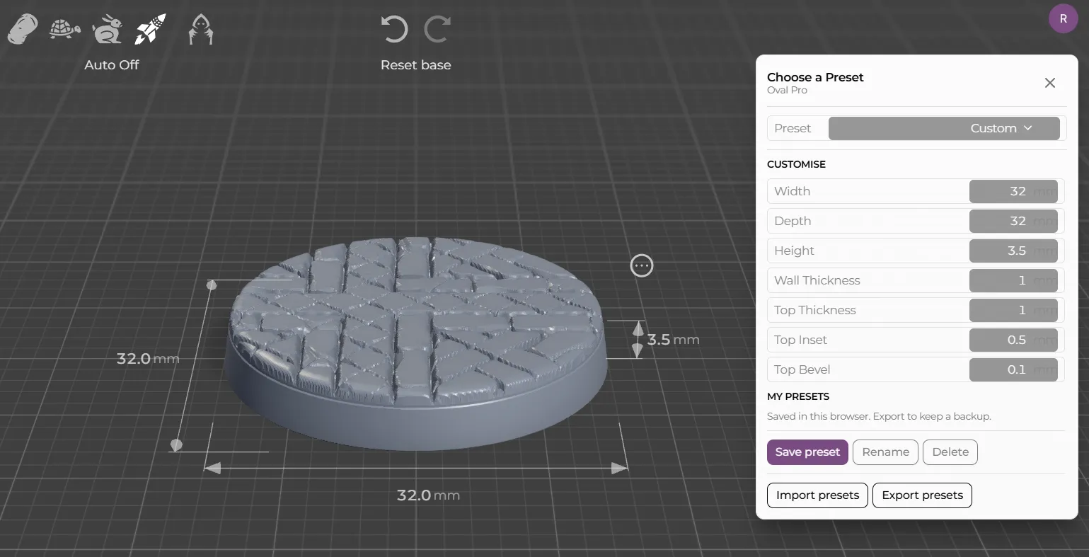 The base size controls